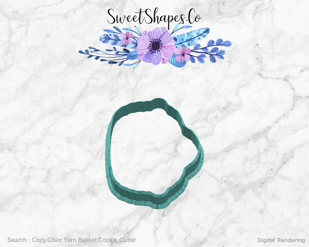 Cozy Color Yarn Basket Cookie Cutter — right view