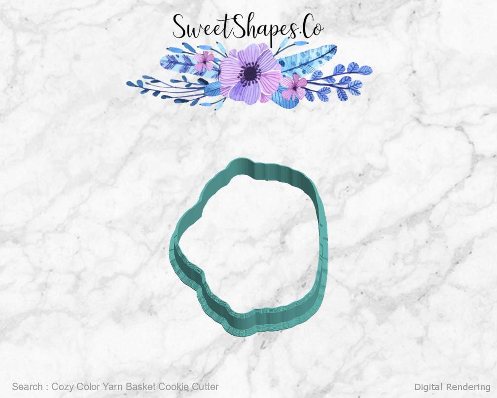 Cozy Color Yarn Basket Cookie Cutter — left view