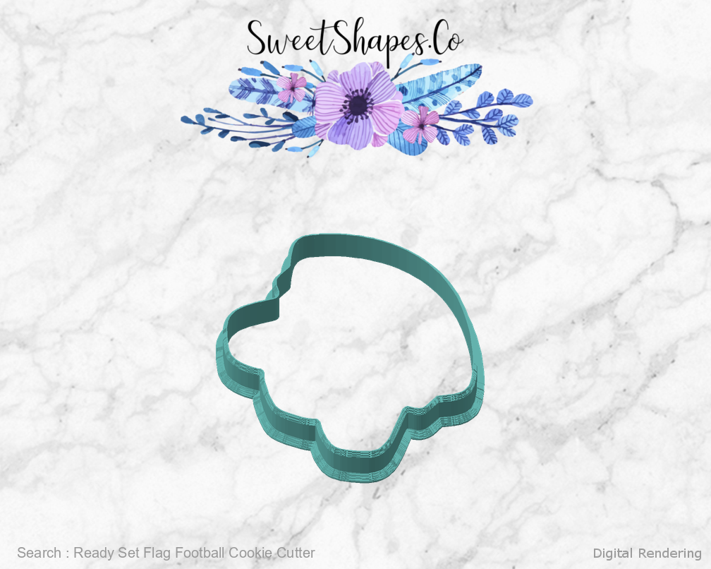Ready Set Flag Football Cookie Cutter — angled front view