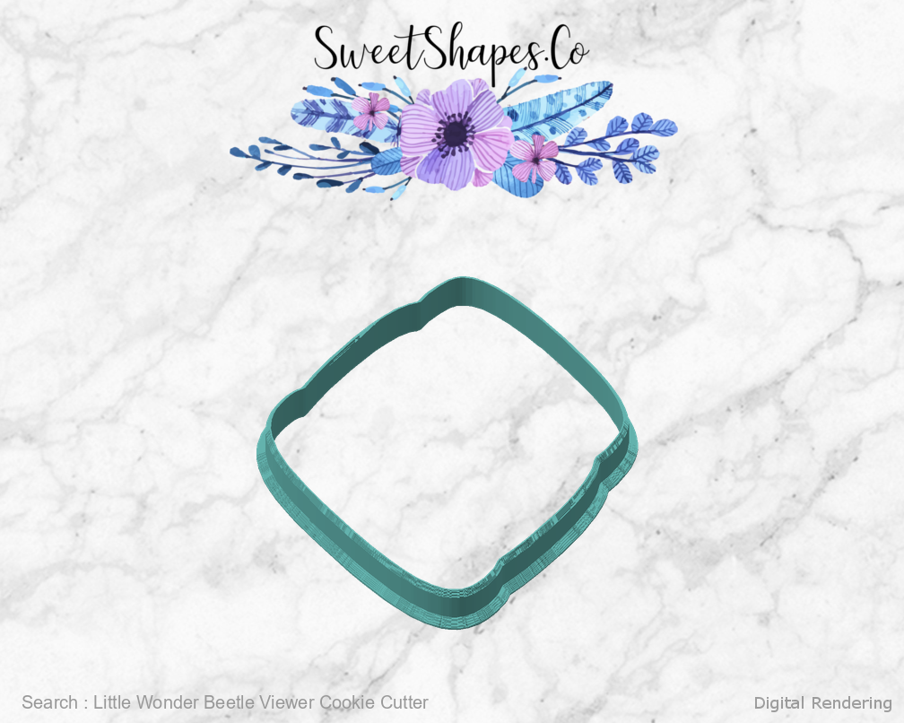 Little Wonder Beetle Viewer Cookie Cutter — angled front view