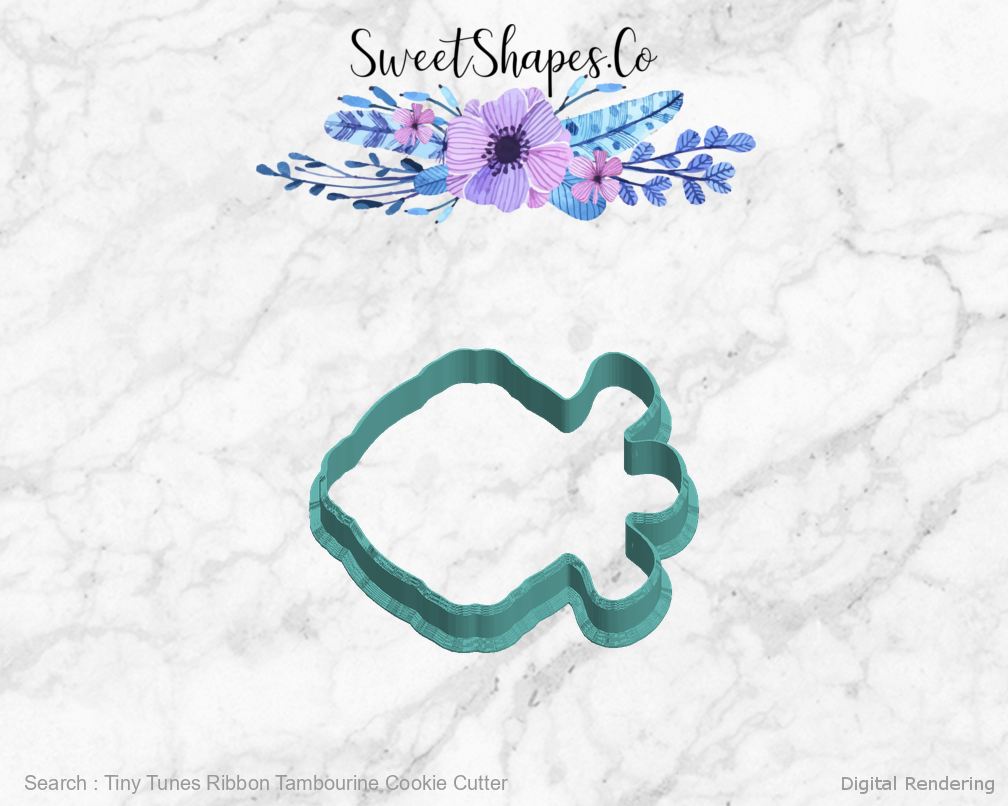 Tiny Tunes Ribbon Tambourine Cookie Cutter — left view