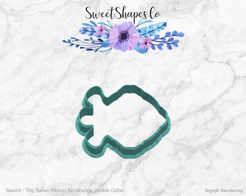 Tiny Tunes Ribbon Tambourine Cookie Cutter — right view