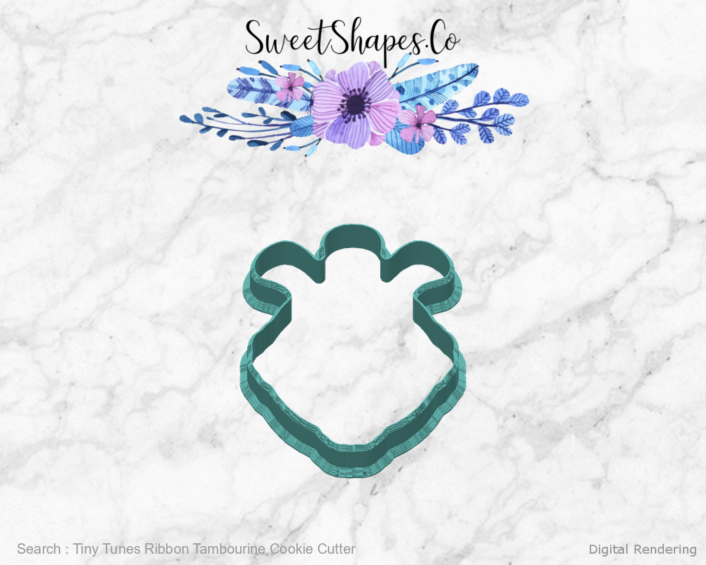 Tiny Tunes Ribbon Tambourine Cookie Cutter — back view
