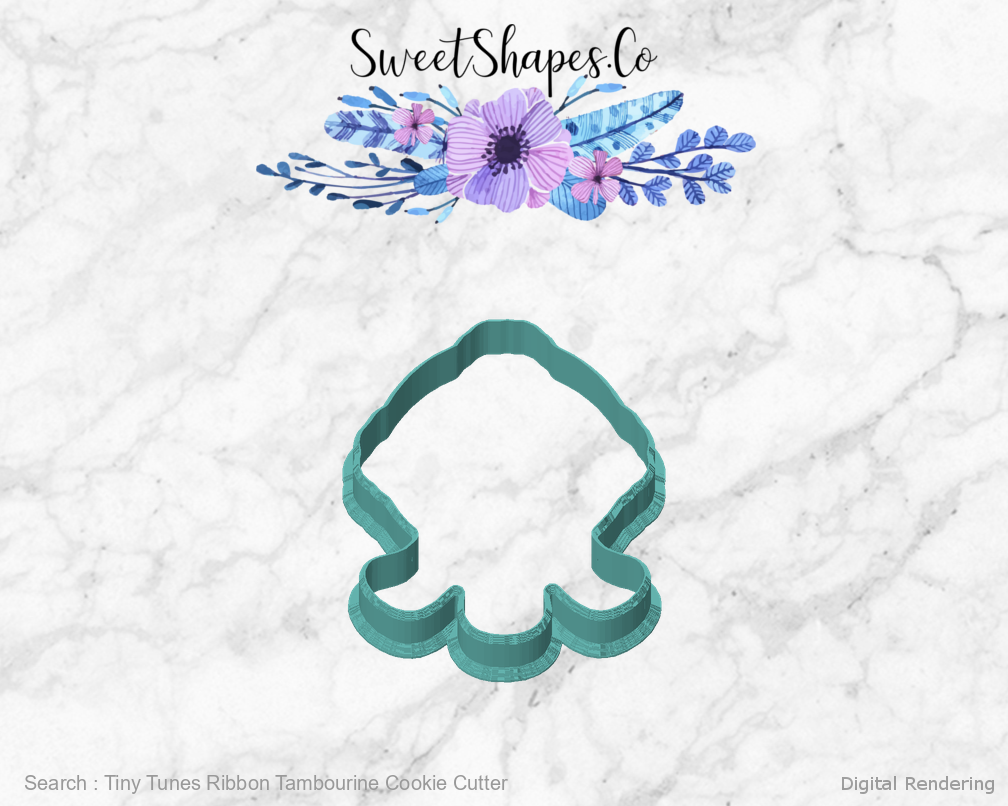 Tiny Tunes Ribbon Tambourine Cookie Cutter — front view