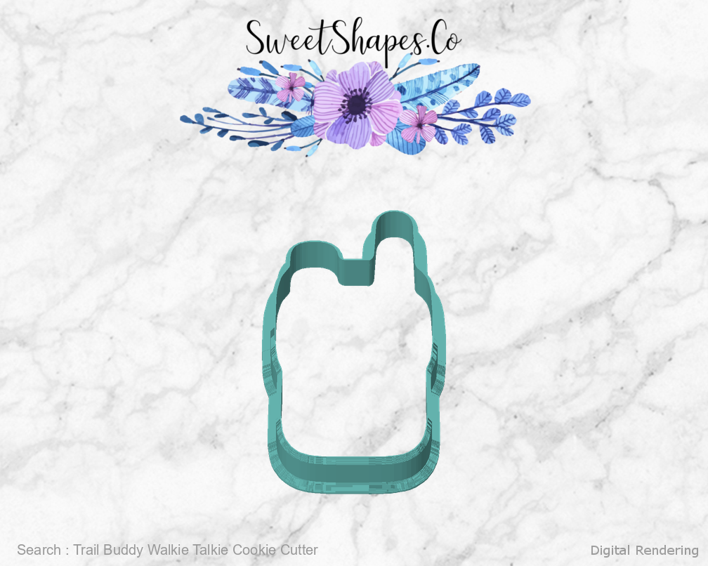 Trail Buddy Walkie Talkie Cookie Cutter — front view
