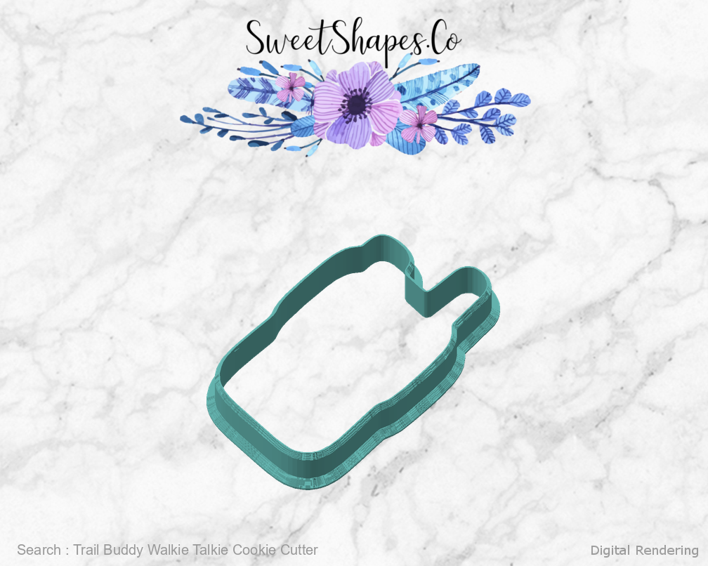 Trail Buddy Walkie Talkie Cookie Cutter — angled front view
