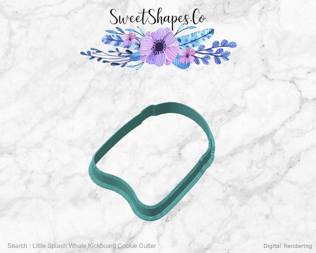 Little Splash Whale Kickboard Cookie Cutter — angled front view