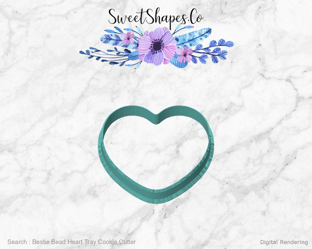 Bestie Bead Heart Tray Cookie Cutter — front view
