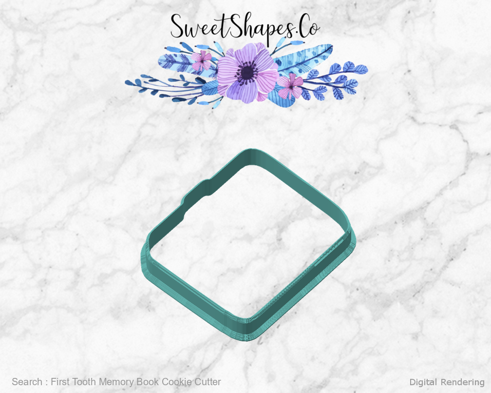 First Tooth Memory Book Cookie Cutter — angled front view