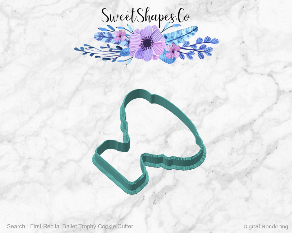 First Recital Ballet Trophy Cookie Cutter — angled front view
