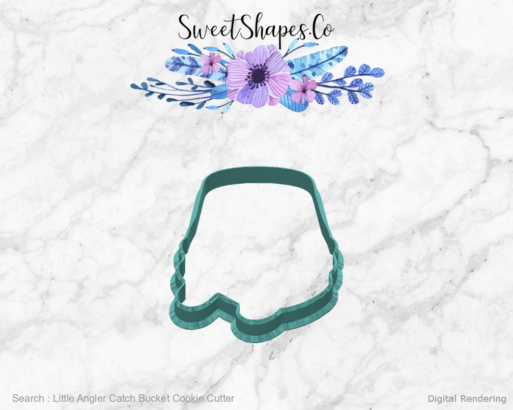 Little Angler Catch Bucket Cookie Cutter — back view