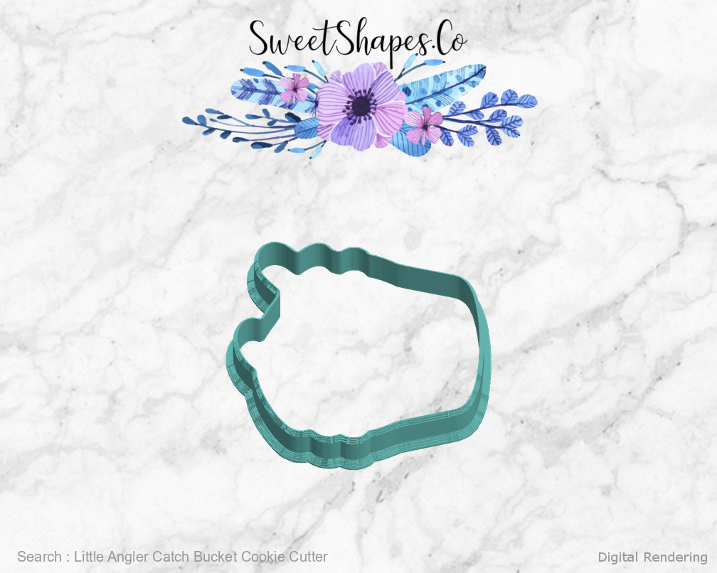 Little Angler Catch Bucket Cookie Cutter — left view