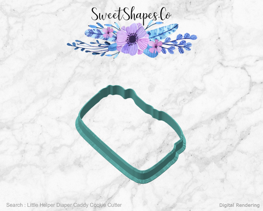 Little Helper Diaper Caddy Cookie Cutter — angled front view