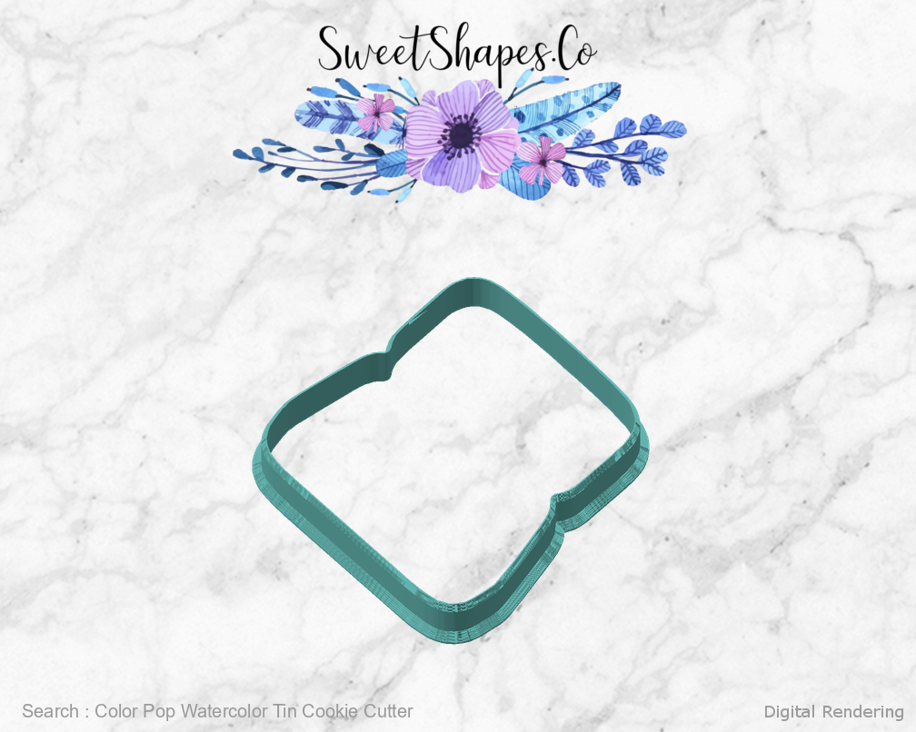 Color Pop Watercolor Tin Cookie Cutter — angled front view