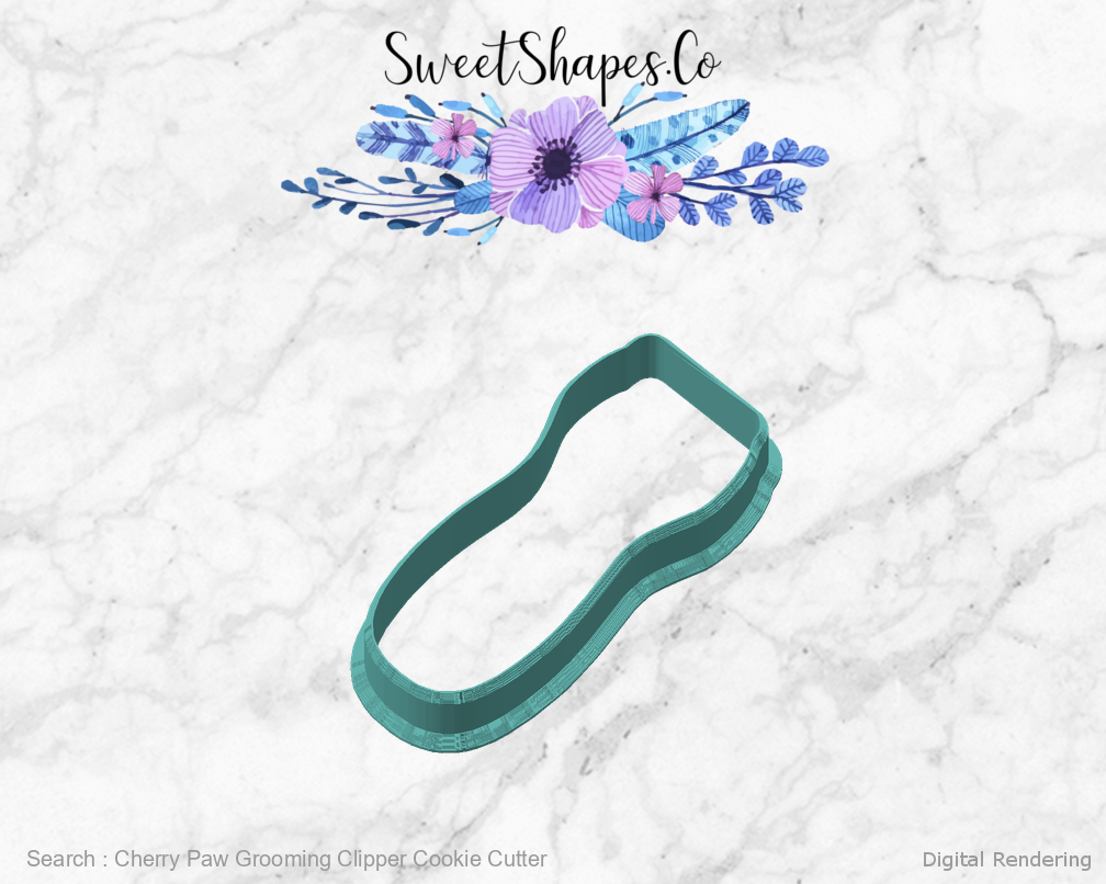 Cherry Paw Grooming Clipper Cookie Cutter — angled front view
