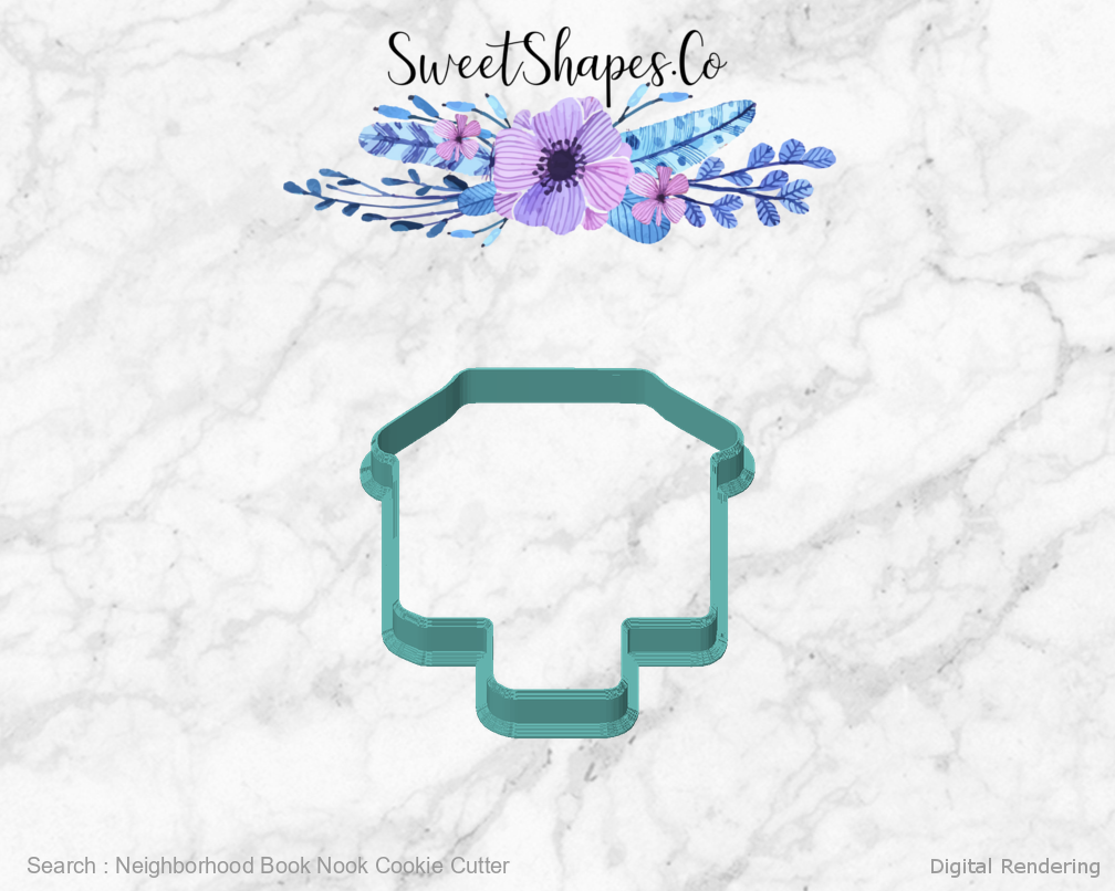 Neighborhood Book Nook Cookie Cutter — front view