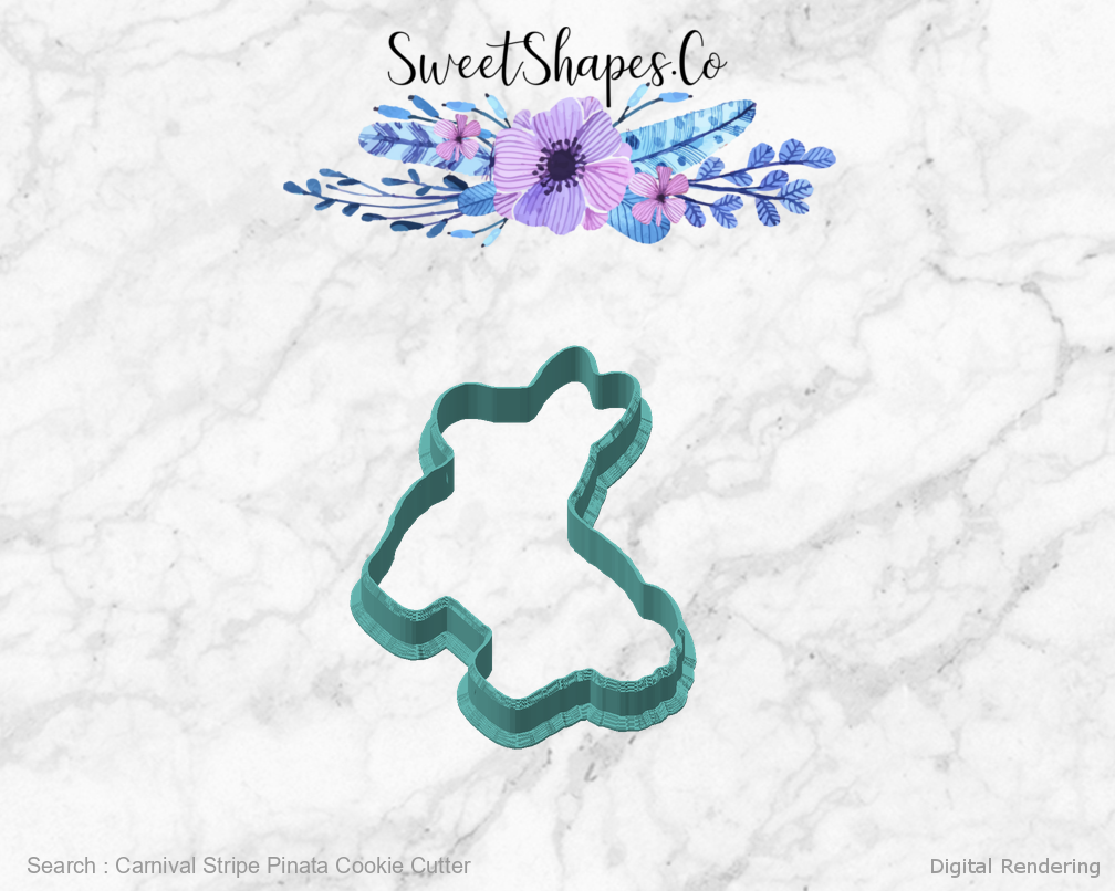 Carnival Stripe Pinata Cookie Cutter — angled front view