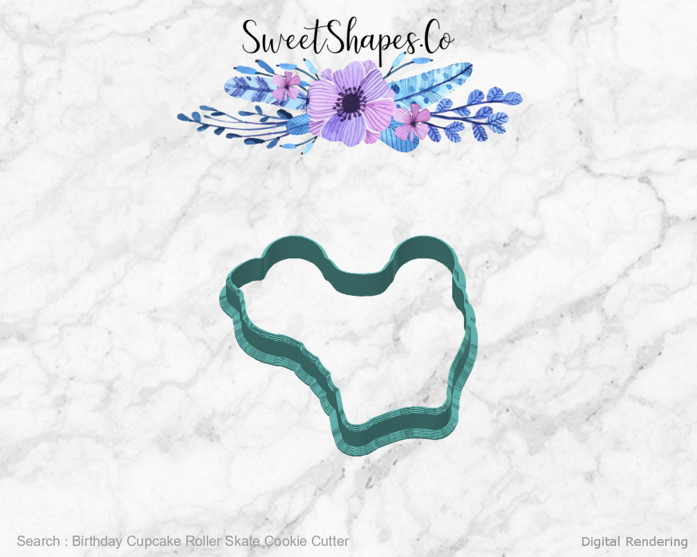 Birthday Cupcake Roller Skate Cookie Cutter — back view