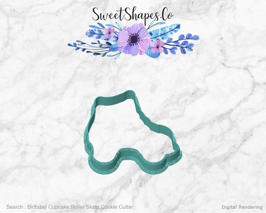 Birthday Cupcake Roller Skate Cookie Cutter — front view