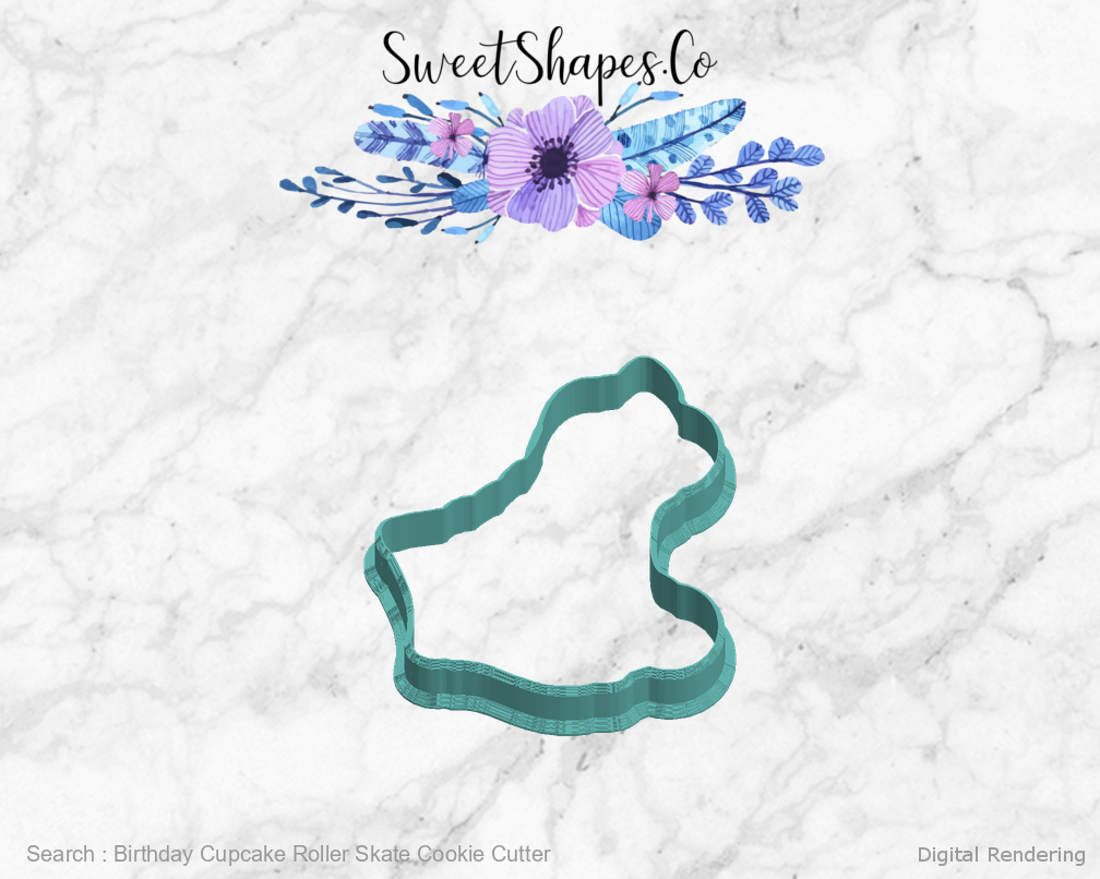 Birthday Cupcake Roller Skate Cookie Cutter — left view