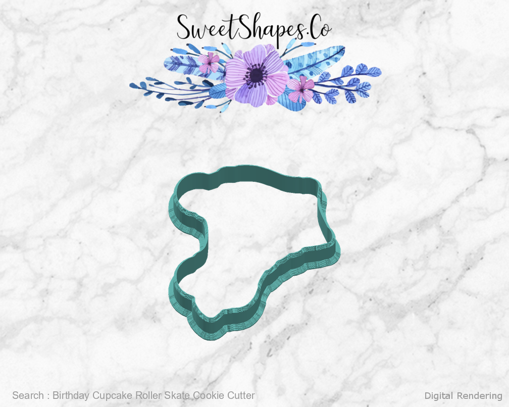 Birthday Cupcake Roller Skate Cookie Cutter — right view