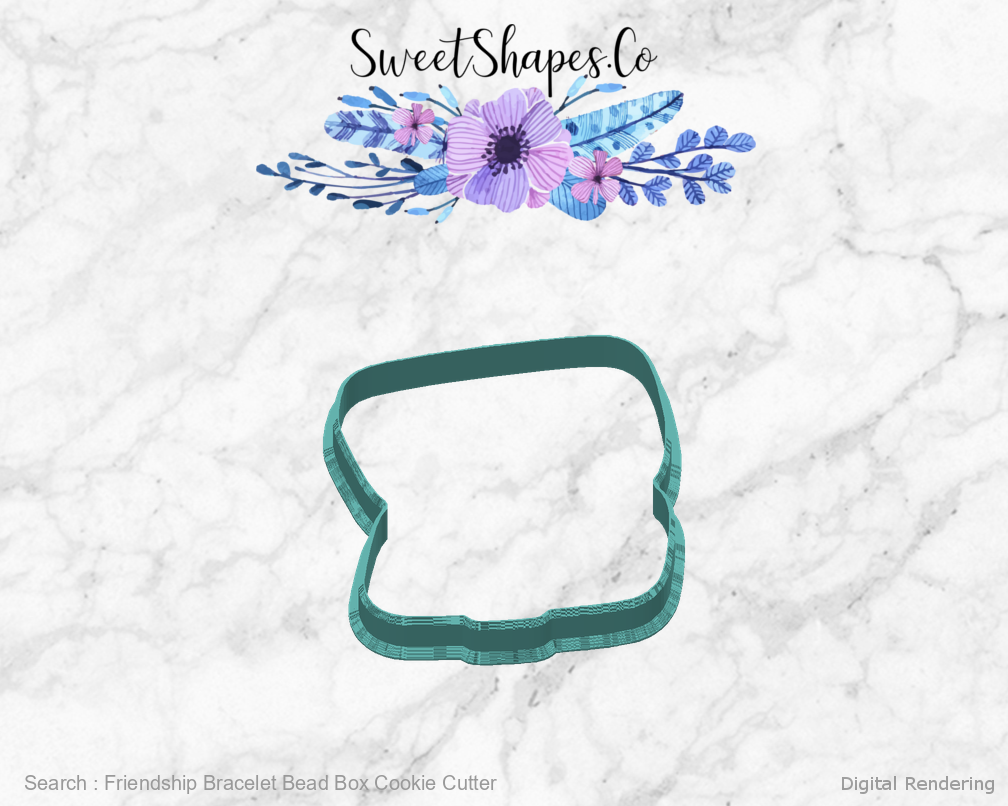 Friendship Bracelet Bead Box Cookie Cutter — back view