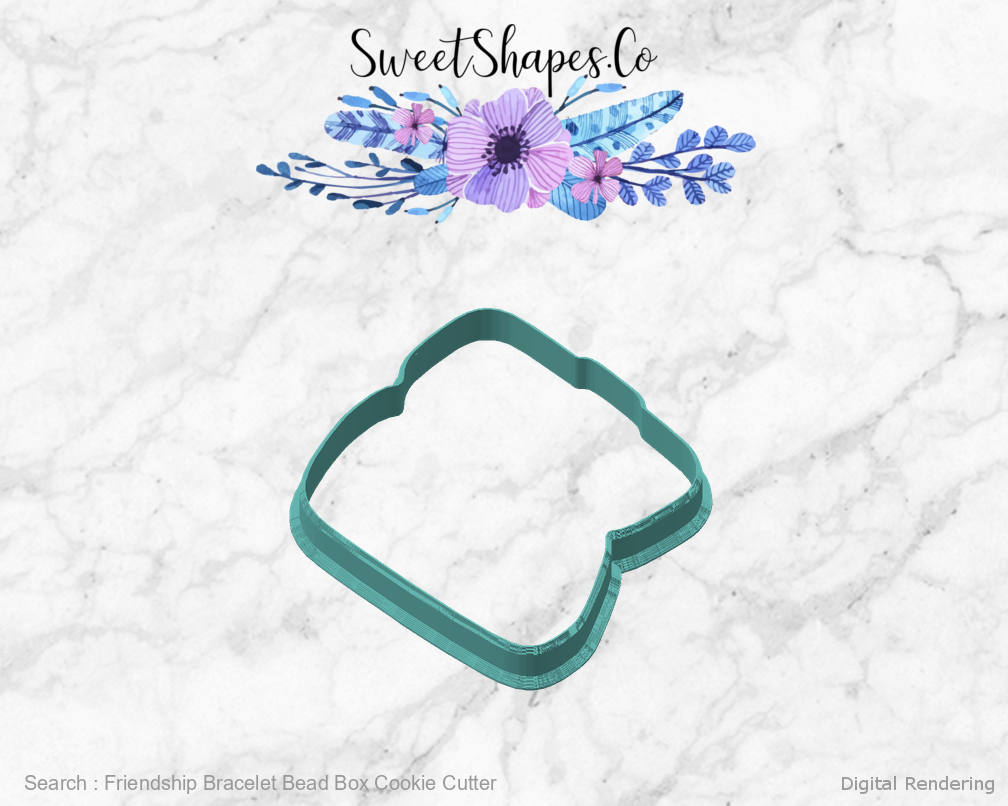 Friendship Bracelet Bead Box Cookie Cutter — angled front view