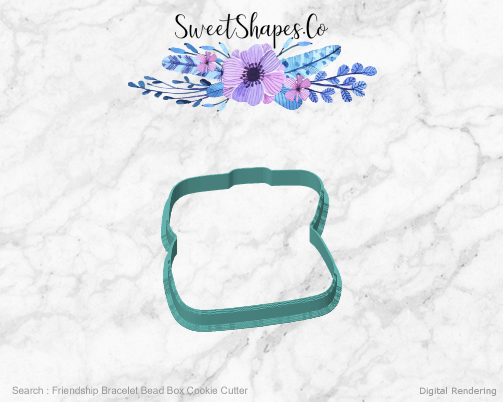 Friendship Bracelet Bead Box Cookie Cutter — front view