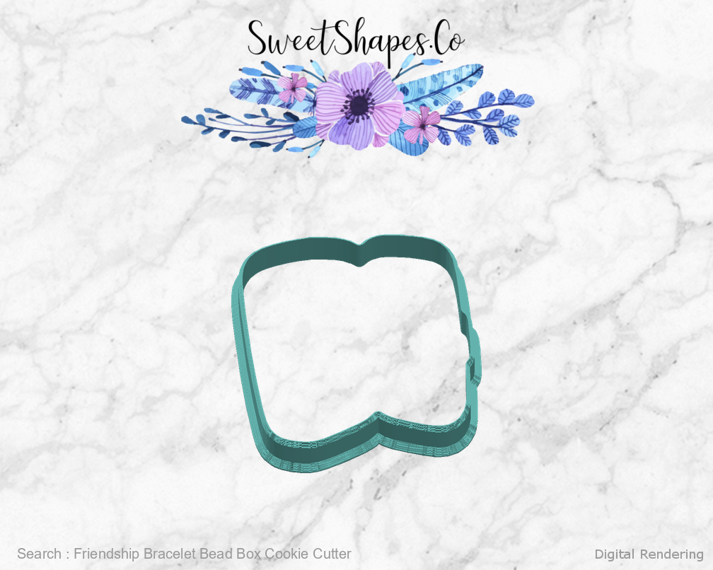 Friendship Bracelet Bead Box Cookie Cutter — right view