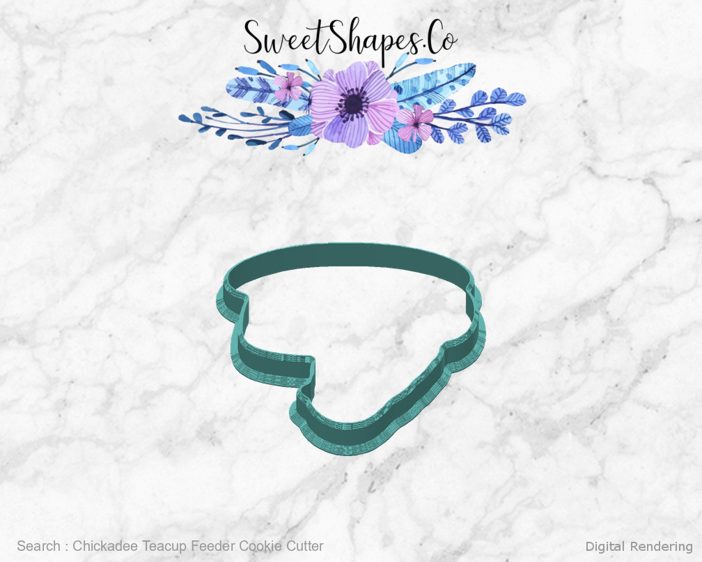 Chickadee Teacup Feeder Cookie Cutter — back view