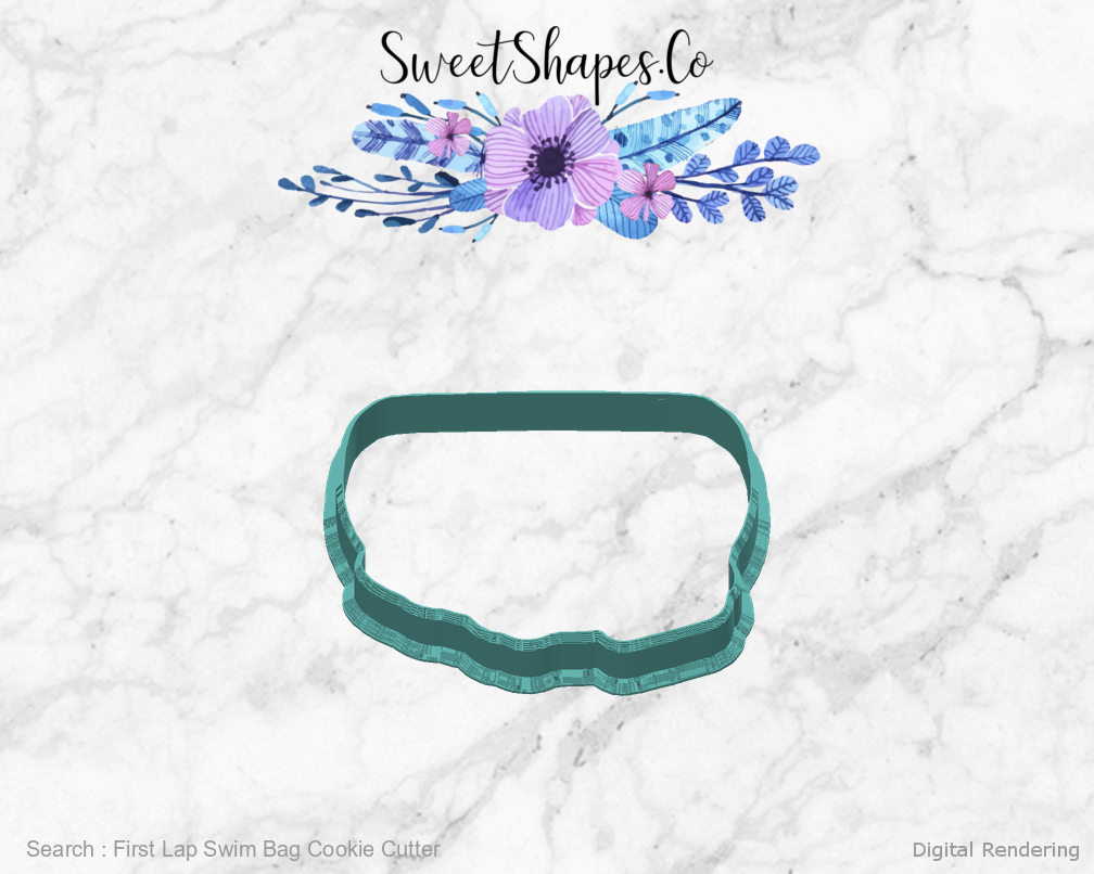 First Lap Swim Bag Cookie Cutter — back view