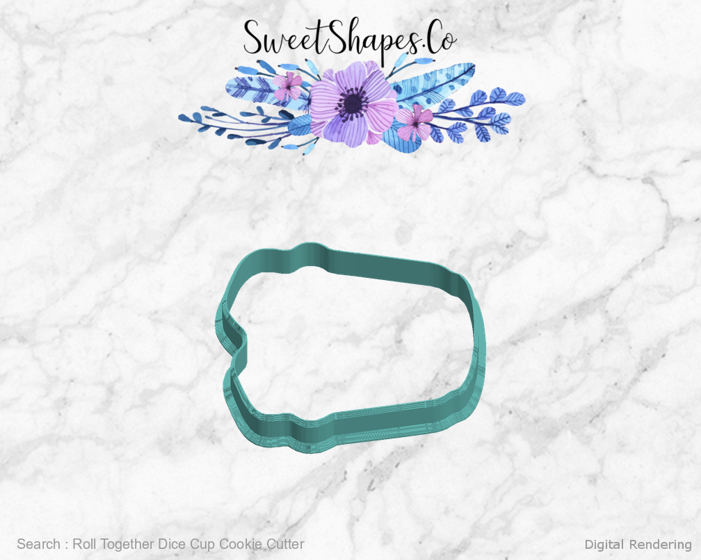 Roll Together Dice Cup Cookie Cutter — left view