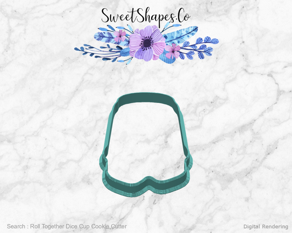 Roll Together Dice Cup Cookie Cutter — back view