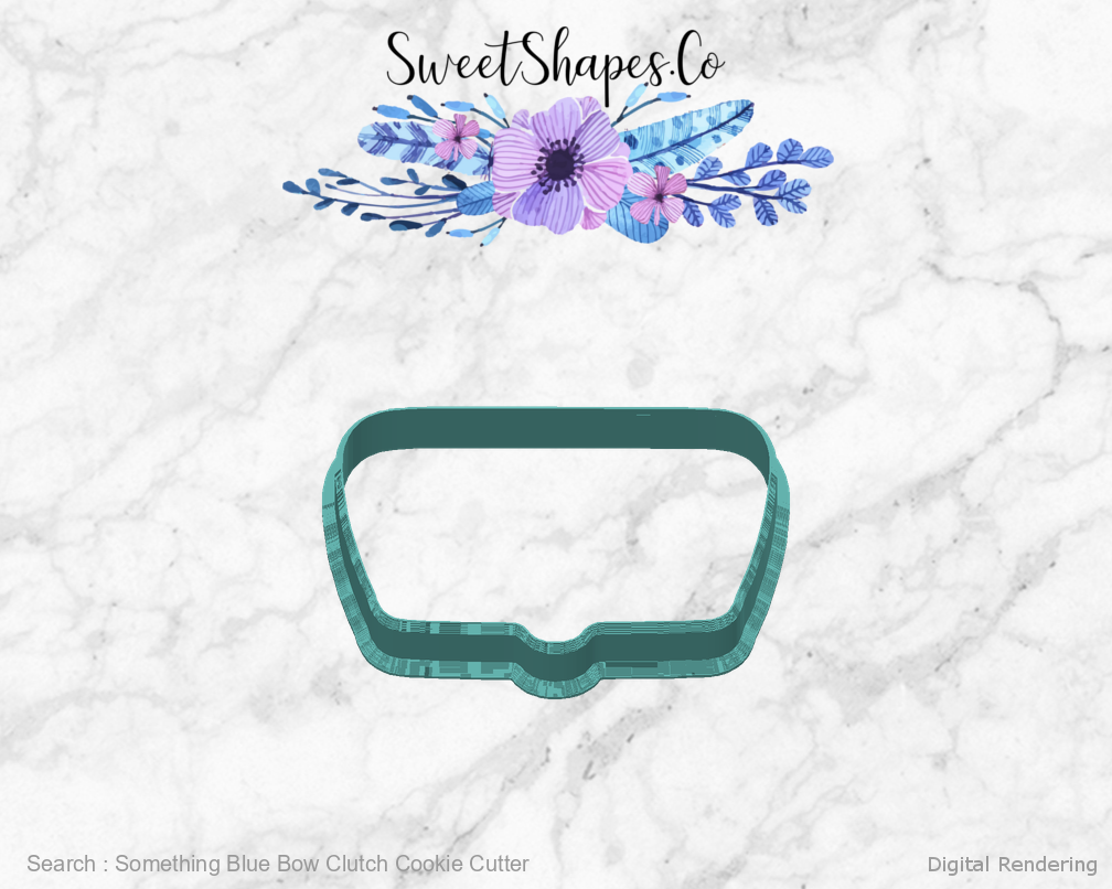 Something Blue Bow Clutch Cookie Cutter — back view