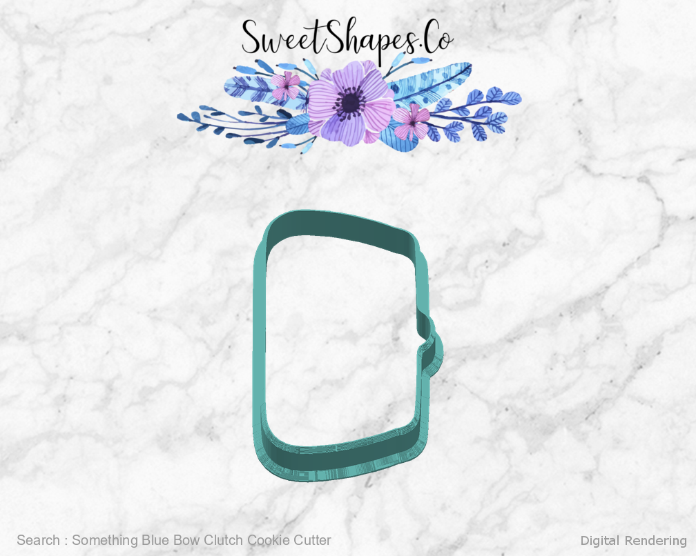 Something Blue Bow Clutch Cookie Cutter — right view