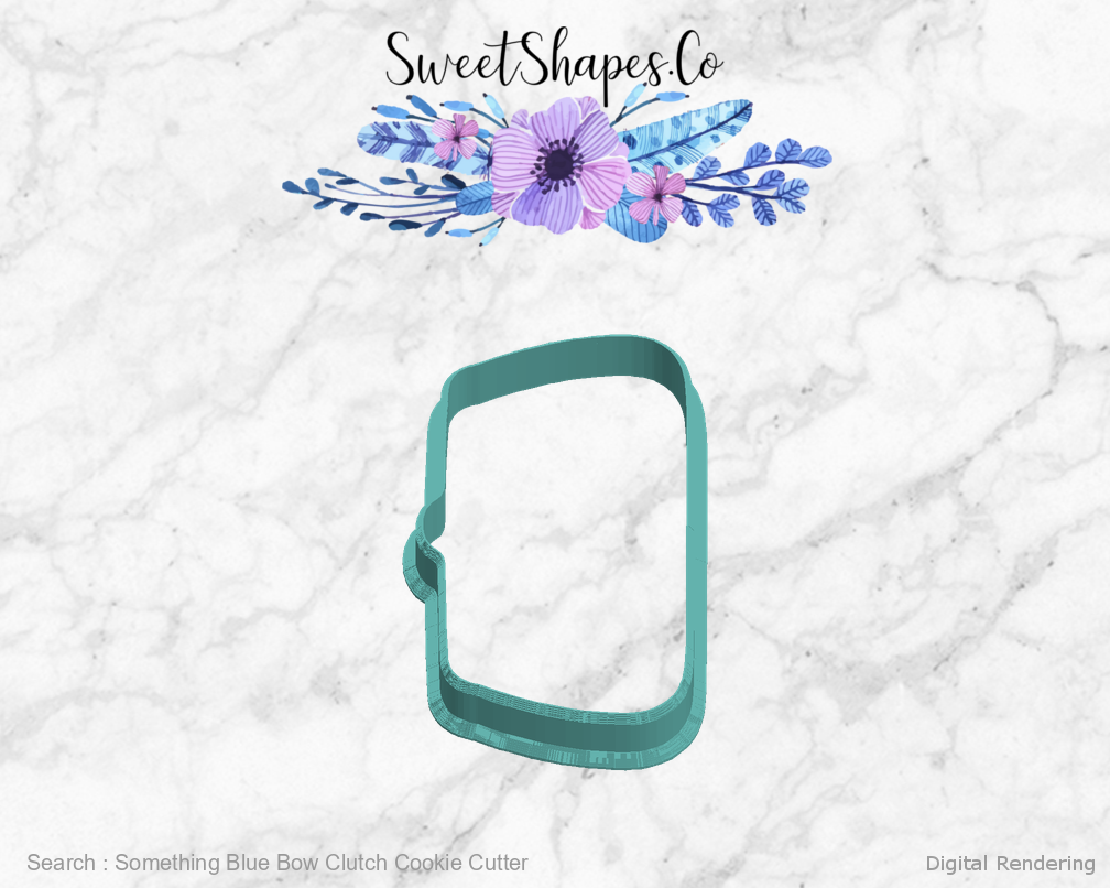 Something Blue Bow Clutch Cookie Cutter — left view