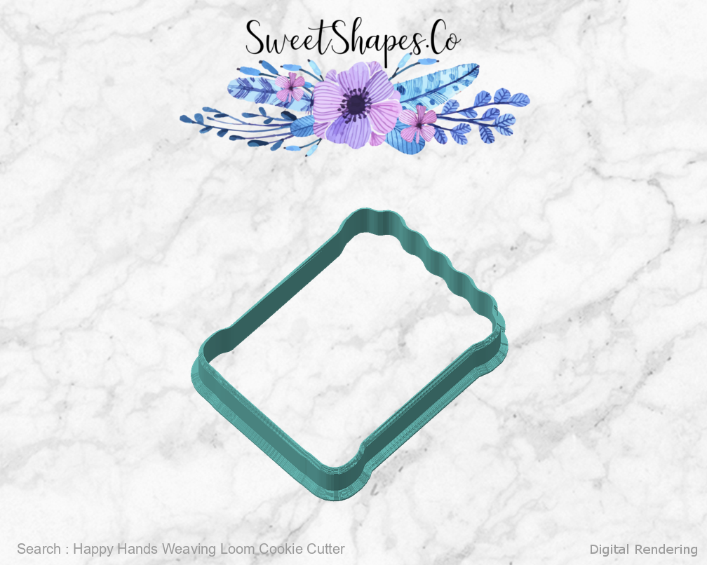 Happy Hands Weaving Loom Cookie Cutter — angled front view
