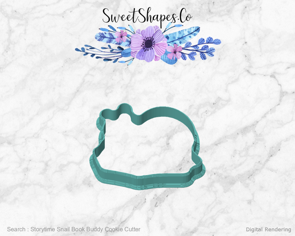 Storytime Snail Book Buddy Cookie Cutter — front view