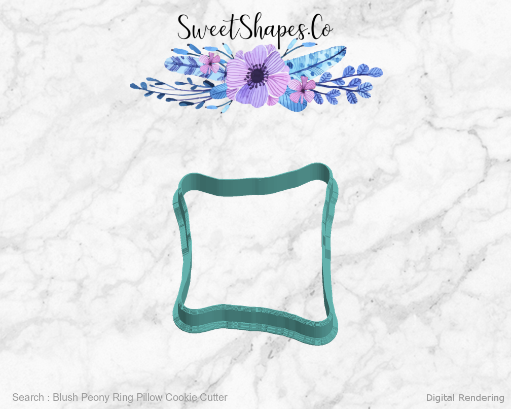 Blush Peony Ring Pillow Cookie Cutter — left view