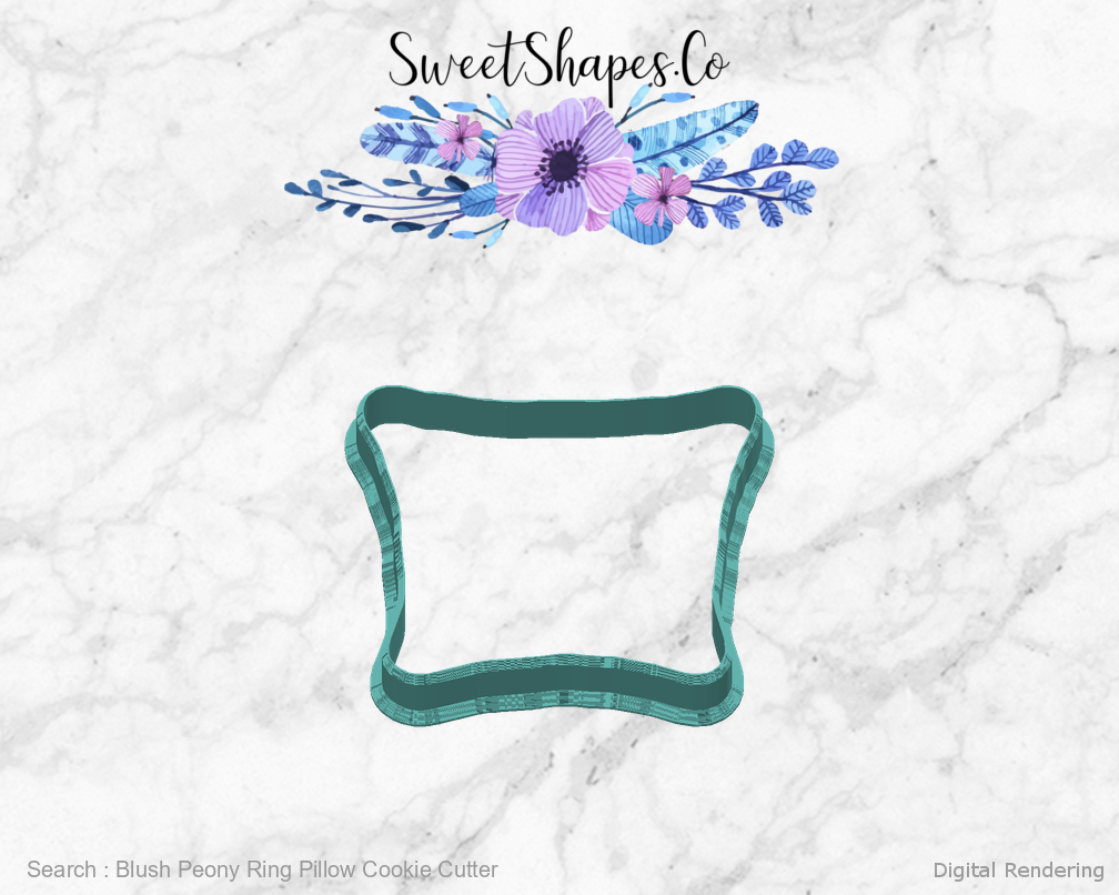 Blush Peony Ring Pillow Cookie Cutter — back view