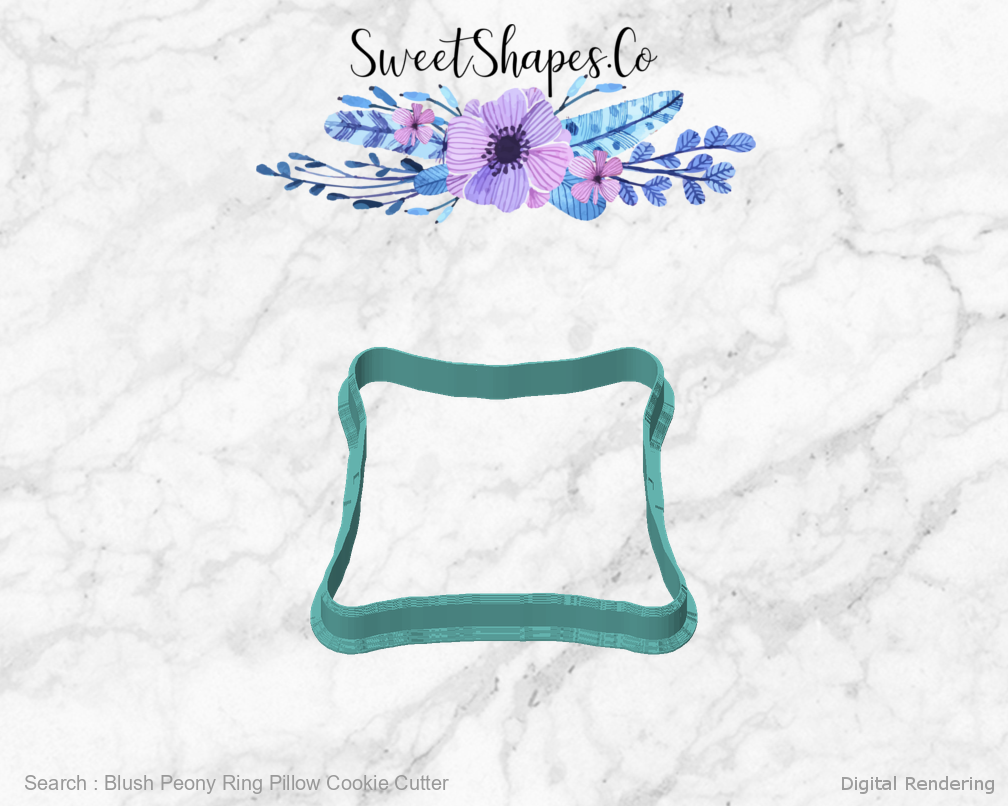 Blush Peony Ring Pillow Cookie Cutter — front view