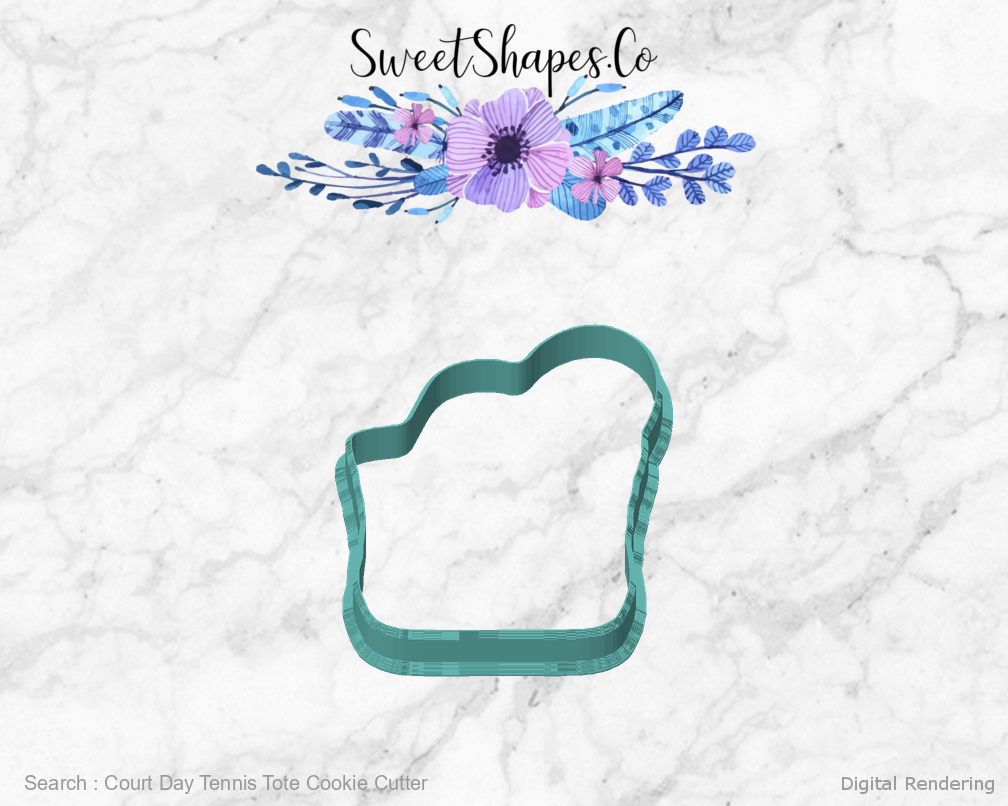 Court Day Tennis Tote Cookie Cutter — front view