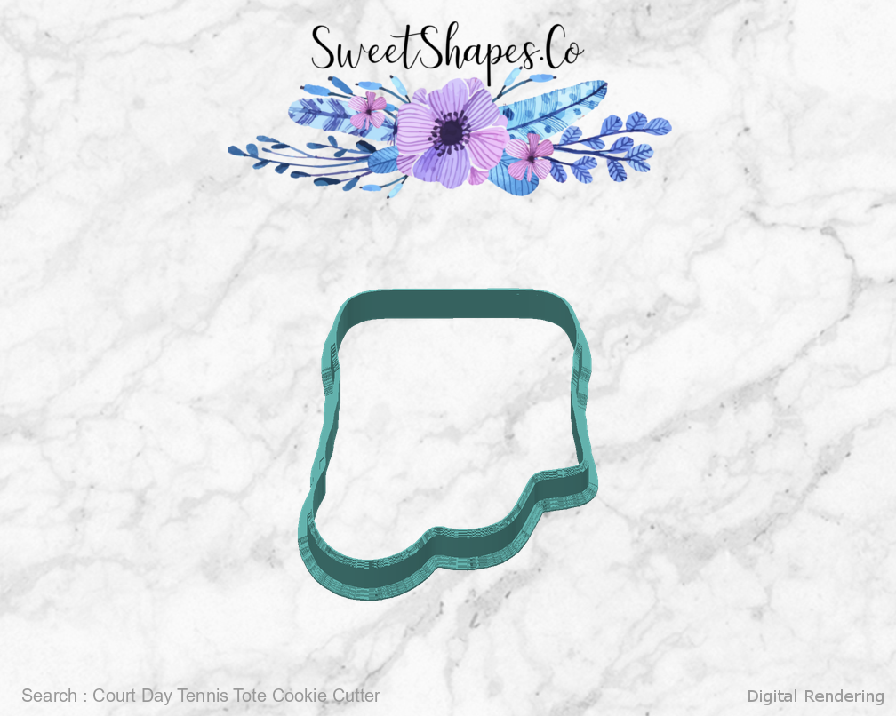 Court Day Tennis Tote Cookie Cutter — back view