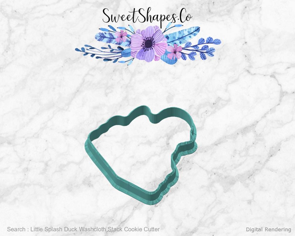 Little Splash Duck Washcloth Stack Cookie Cutter — angled front view