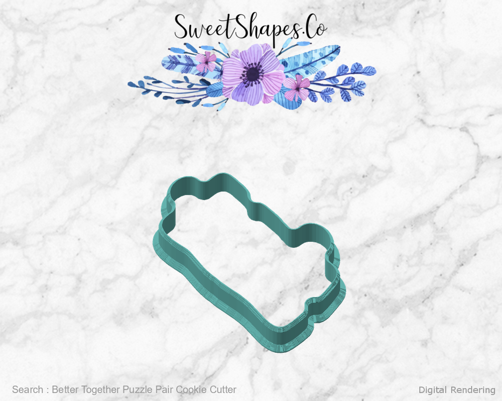 Better Together Puzzle Pair Cookie Cutter — angled front view