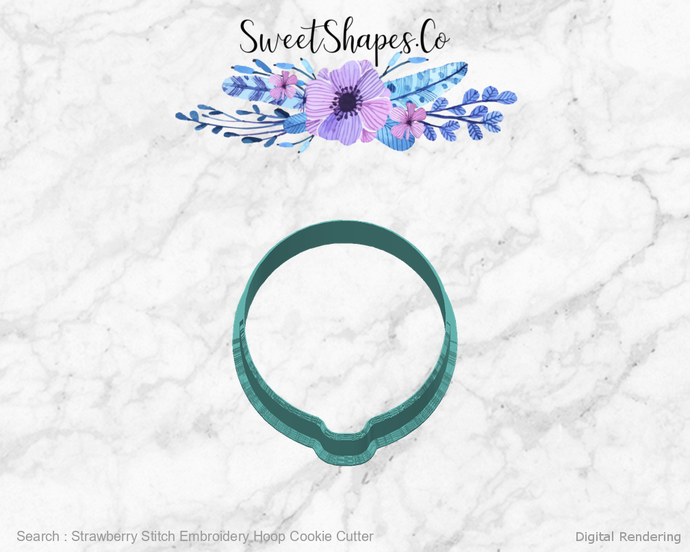 Strawberry Stitch Embroidery Hoop Cookie Cutter — back view