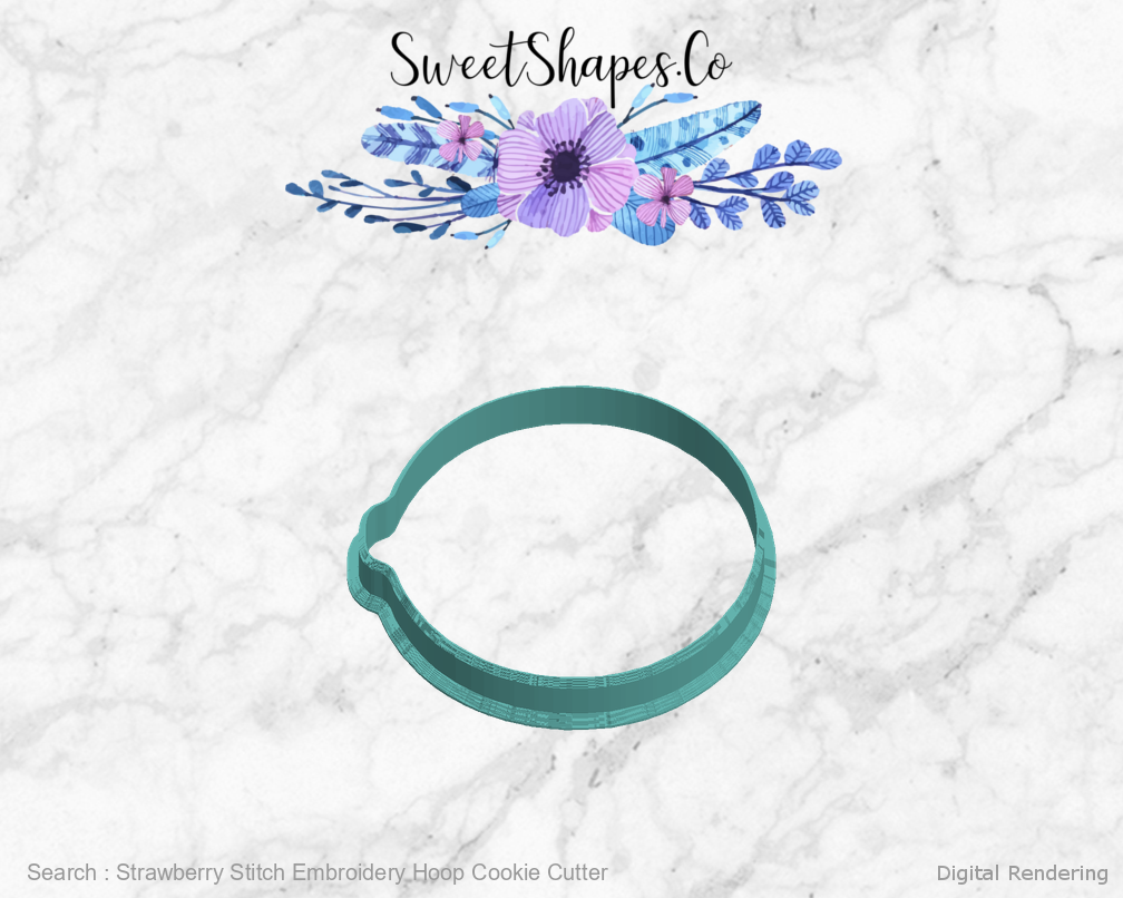 Strawberry Stitch Embroidery Hoop Cookie Cutter — left view