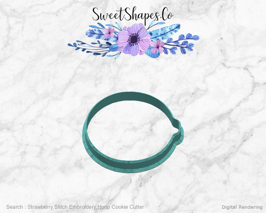Strawberry Stitch Embroidery Hoop Cookie Cutter — right view