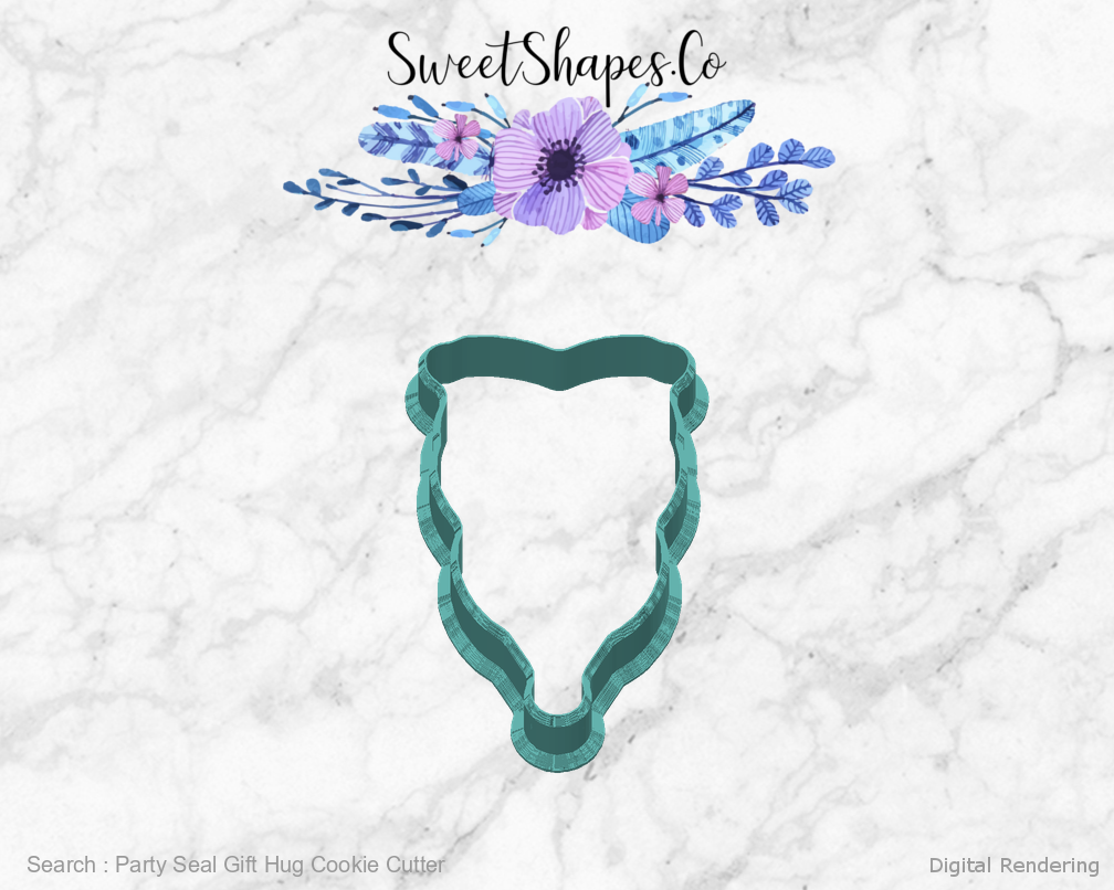 Party Seal Gift Hug Cookie Cutter — back view