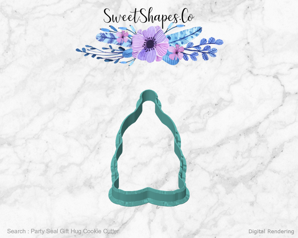 Party Seal Gift Hug Cookie Cutter — front view